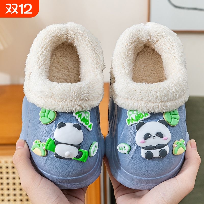 男女童宝宝室内家居防水防滑小孩亲子鞋儿童棉拖鞋2024新款秋冬季