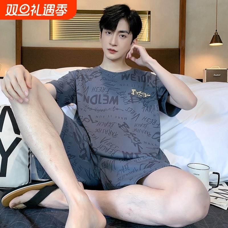 睡衣男款夏季纯棉薄款短袖短裤套装男士卡通休闲大码可外穿家居服
