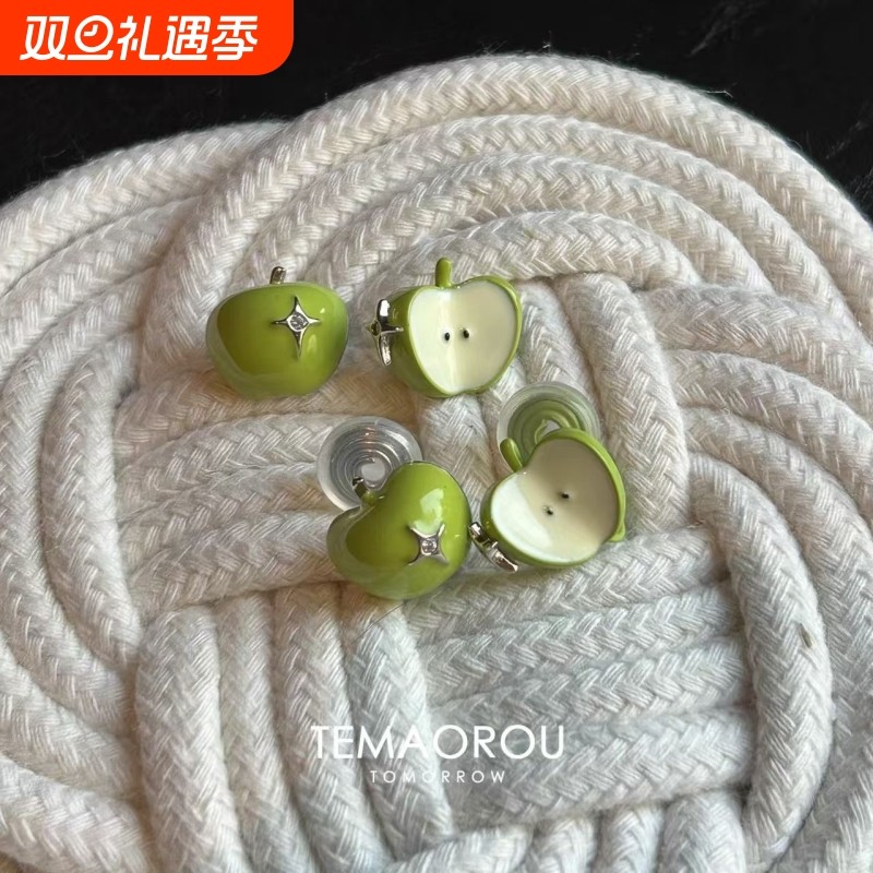 苹果耳夹小众童趣可爱独特夏季耳钉高级设计新款耳环甜美气质清新