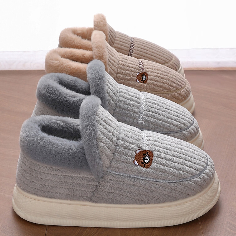 棉拖鞋男士冬季2025新款室内家居包跟大码防滑加绒保暖毛毛棉鞋男