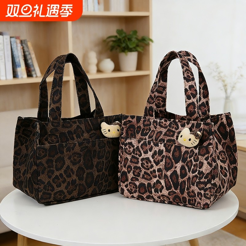 秋冬新款高品质秋冬新款豹纹时尚拉链款妈咪包饭盒包上班通勤包