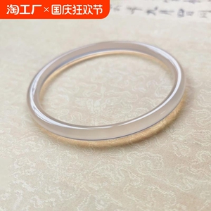 天然冰清白玛瑙叮当手镯白月光手镯小红书款镯子清新百搭时尚仙女