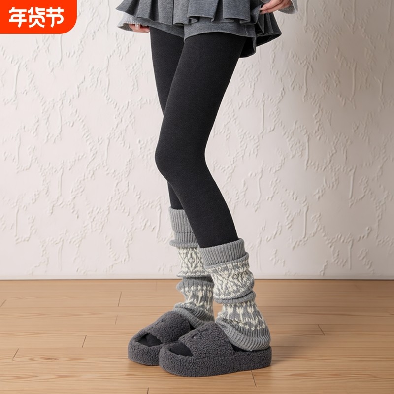 复古费尔岛堆堆袜套秋冬加厚保暖灰色腿套羊毛袜子2025新款爆款冬,女士内衣/男士内衣/家居服,长筒袜,淘宝优惠券,粉丝福利购,淘宝优惠卷