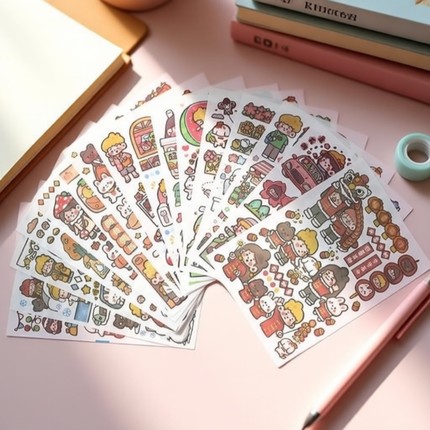 木子里全套贴纸 112张不重复 手帐手账和纸贴纸贴画 学生写日记拼贴素材纸 日常装饰小贴纸 模切贴贴纸