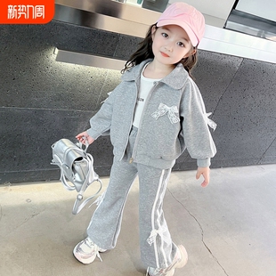 女童加绒套装2025秋冬新款儿童洋气时髦宝宝休闲运动卫衣两件套潮