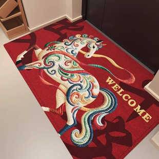 红色新年2026新款入户门地垫玄关进门脚垫喜庆防滑室内地毯可裁剪