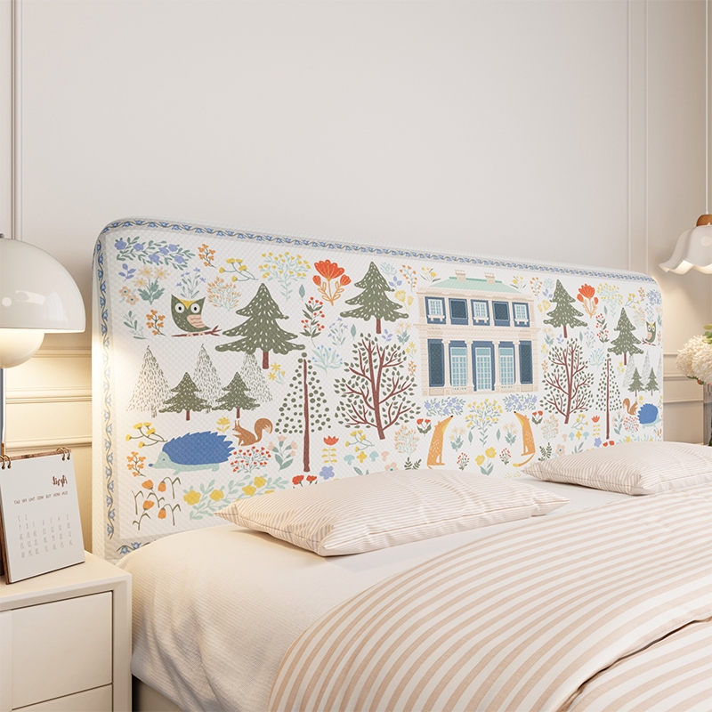 美世达床头套罩2025新款通用软包遮丑改造神器加厚全包床头罩奶油