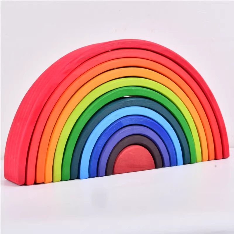 儿童智力开发大号彩虹积木玩具蒙氏2-3-4岁早教生日礼物幼儿园