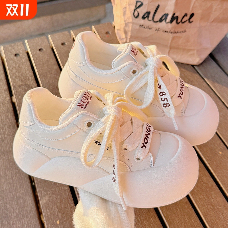 面包鞋女2025新款女鞋厚底小白鞋女配裙子鞋子百搭大头运动休闲鞋