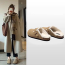 外穿棉鞋 一脚蹬加绒保暖包头半拖鞋 女2025秋冬新款 网红毛毛勃肯鞋