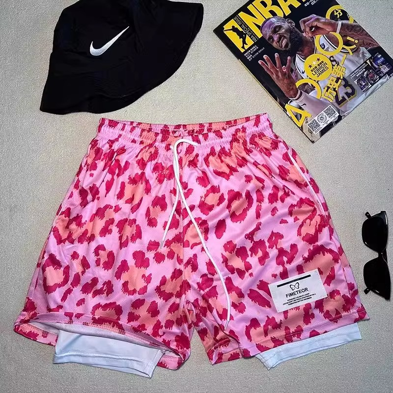 夏季新品美式假两件短裤透气速干