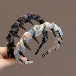 韩系外出波浪女2025新款 网纱头箍显脸小发卡洗脸专用防滑头饰 夏季