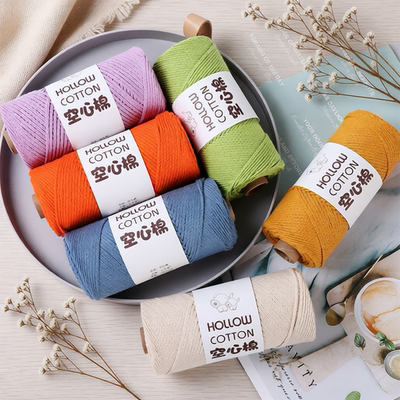cloudcandy精梳空心棉线2mm中粗圆股纱线手工编织diy勾包包线线团