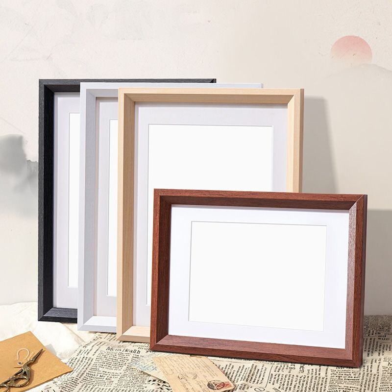 书法相框A4a3带白底纸卡纸画框绘画diy装饰框挂墙长方形原木色