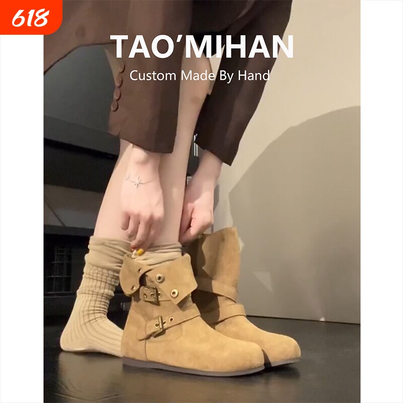 真皮短靴女2026春秋季新款内增高小个子棕色马丁靴勃肯鞋靴子单靴