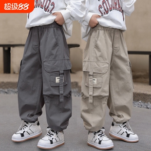 痞帅气男童加绒裤子2025新款儿童工装裤春秋款中大童秋季长裤薄款
