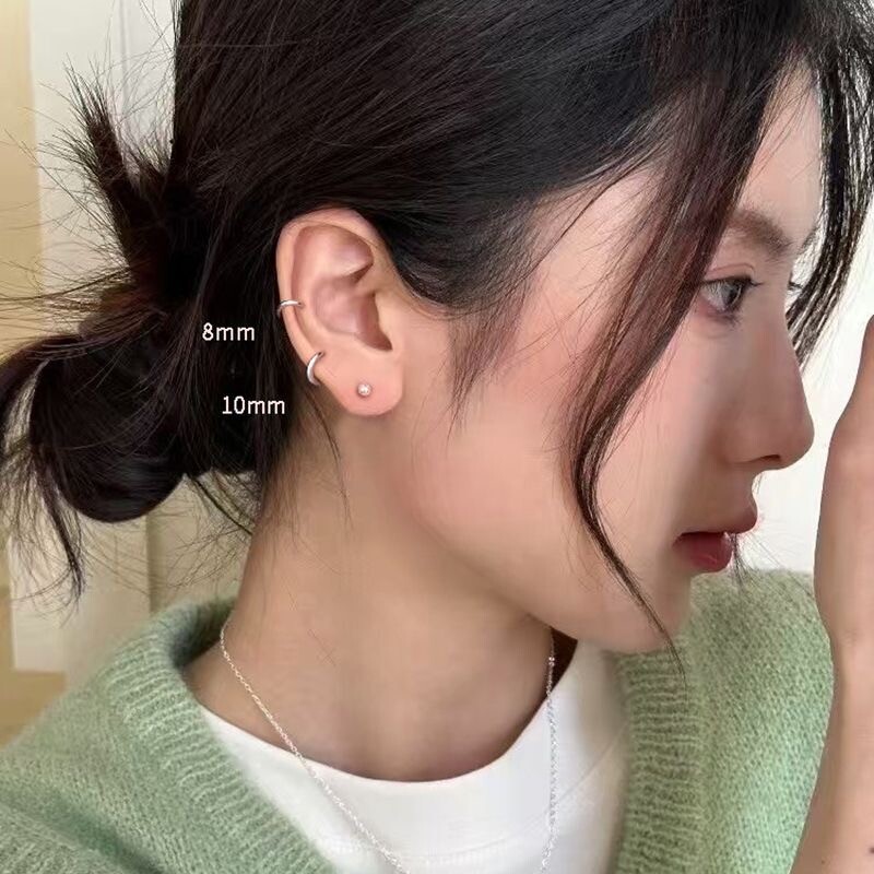 钛钢素圈耳环女简约新款时尚高级感耳扣精致小众百搭耳饰气质饰品