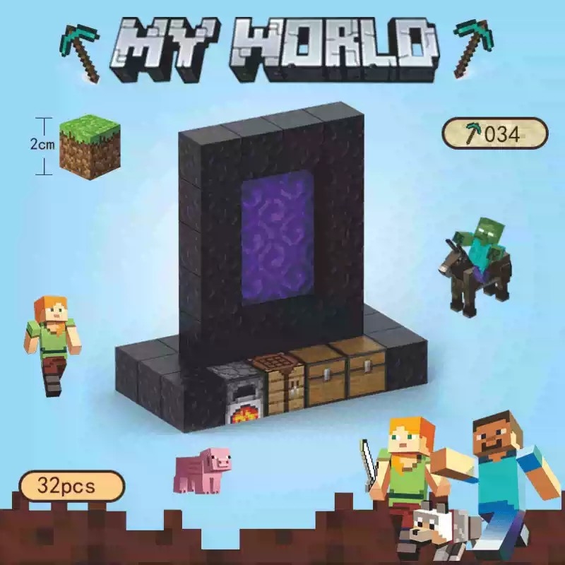 我的世界磁力积木方块末地传送天堂地狱门儿童益智玩具拼装男礼物