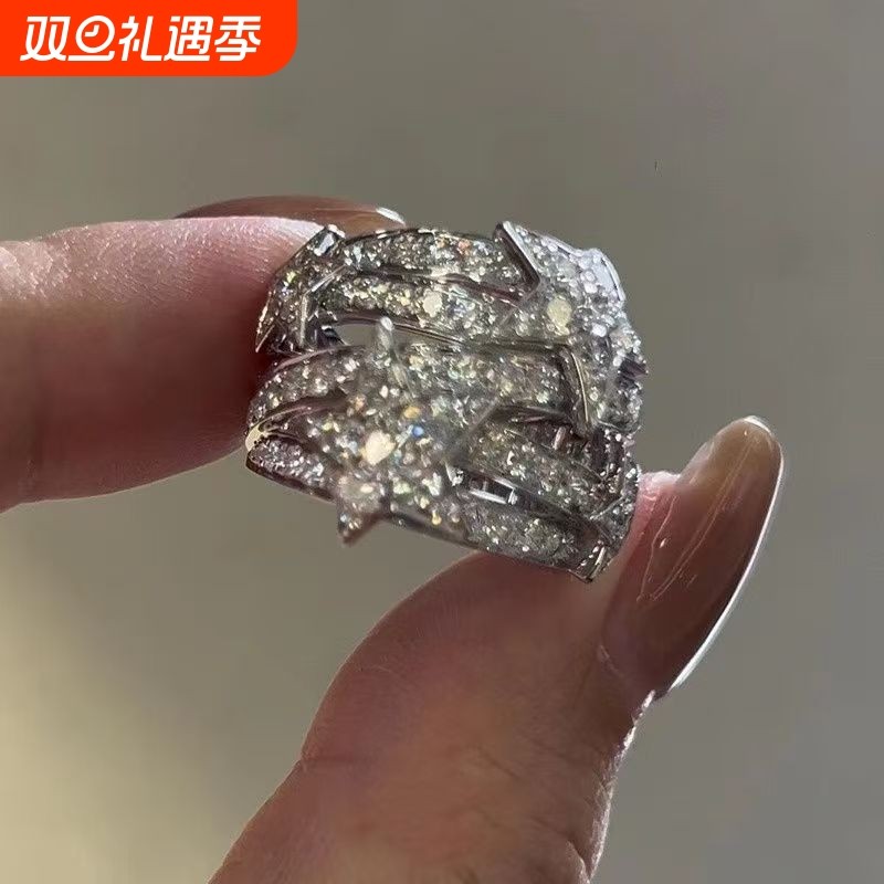 「伊丽莎白」中古轻奢满钻星星多层戒指千金感轻奢爆闪高级感指环