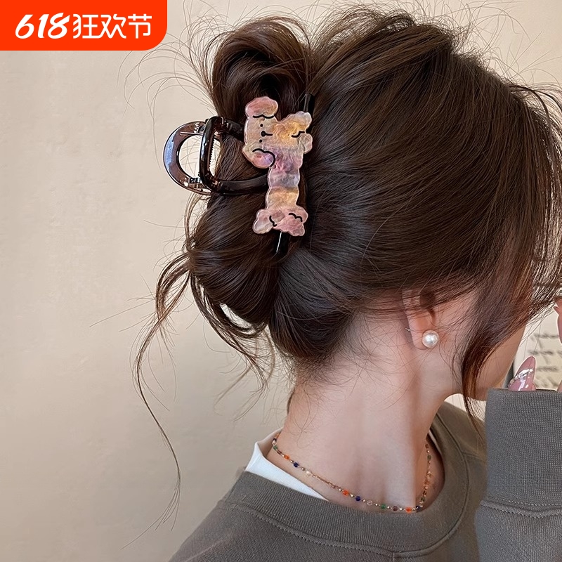 线条小狗抓夹女高级感2025新款发量大发夹女后脑勺高端鲨鱼夹头饰