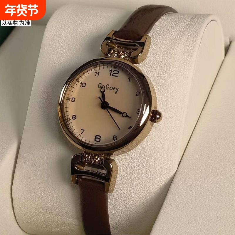 复古考试手表女款学生ins高颜值轻奢小表盘女士石英表小众质感