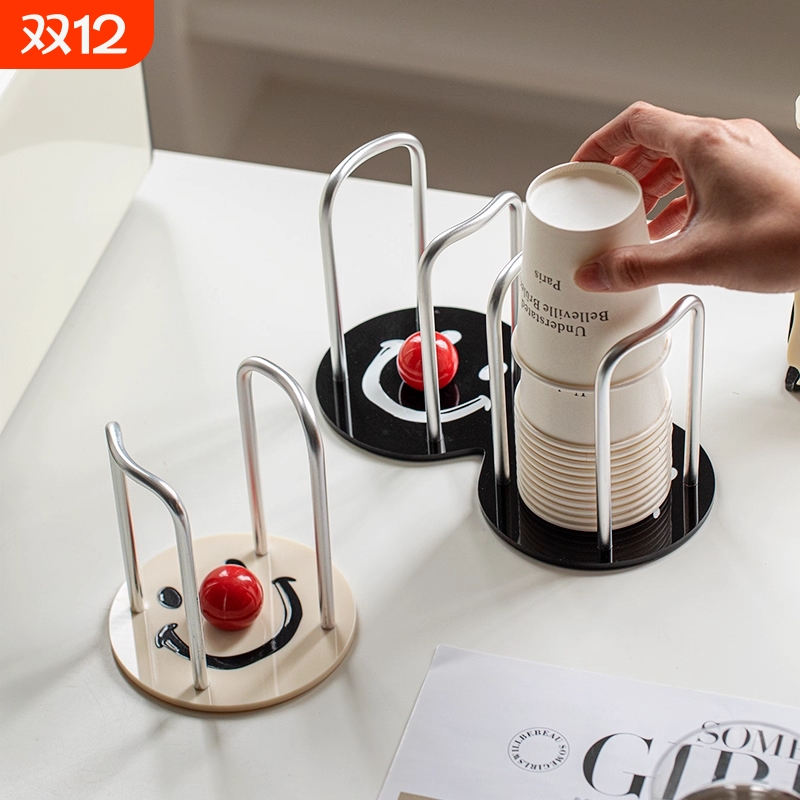 小丑杯子收纳置物架子家用饮水机纸杯架桌面咖啡茶杯倒挂取杯器