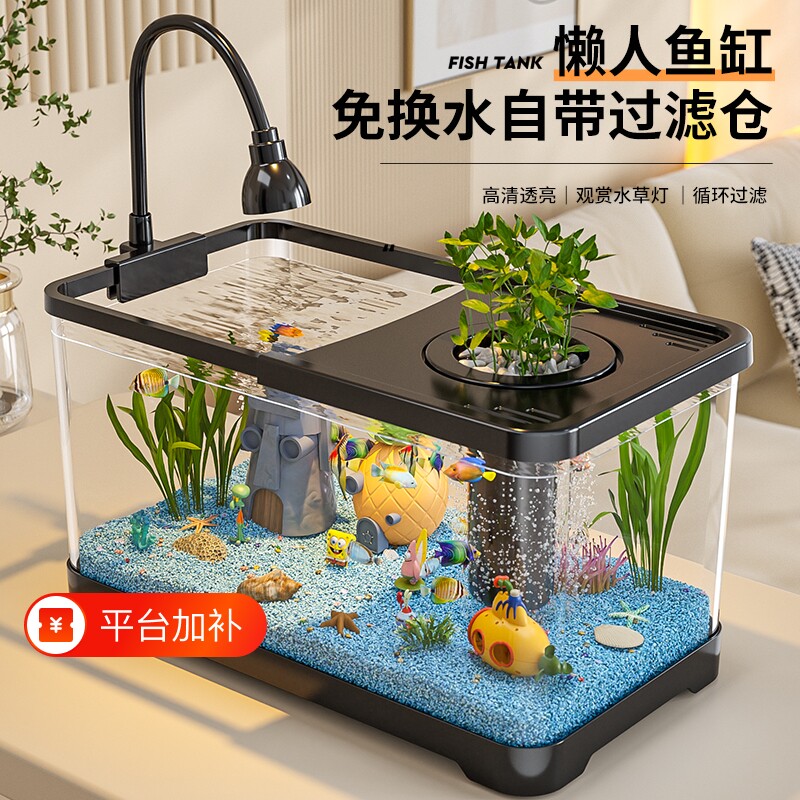 鱼缸小型客厅2025新款过滤制氧一体机生态桌面乌龟金鱼饲养缸观赏