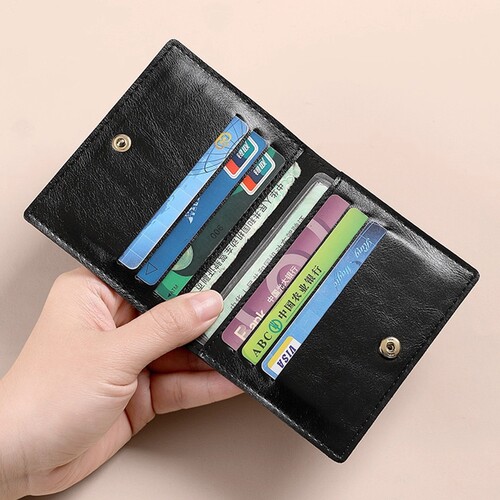 油蜡皮卡包男超薄迷你小钱包多功能多卡位证件卡套防消磁卡夹零钱