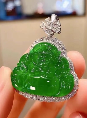 花智宁女项链玉髓阳绿翡翠高冰