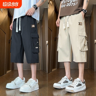 工装短裤男生夏季潮流男士宽松休闲七分裤百搭青少年运动中裤薄款