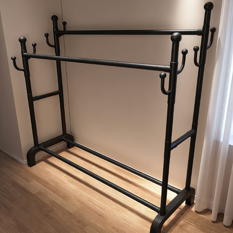 简易晾衣架落地衣帽架家用阳台挂衣杆晒衣服架子收纳架卧室宿舍