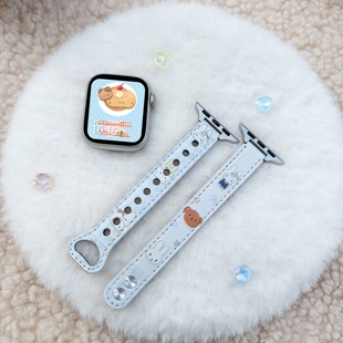 【海盐芝士猫】适用于华为watch fit系列表带皮质fit4pro彩印可爱fit4/3腕带创意冬女款Huawei配件