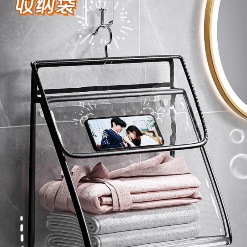 浴室洗澡防水袋内衣收纳衣物手机挂袋透明大容量放衣服神器壁挂