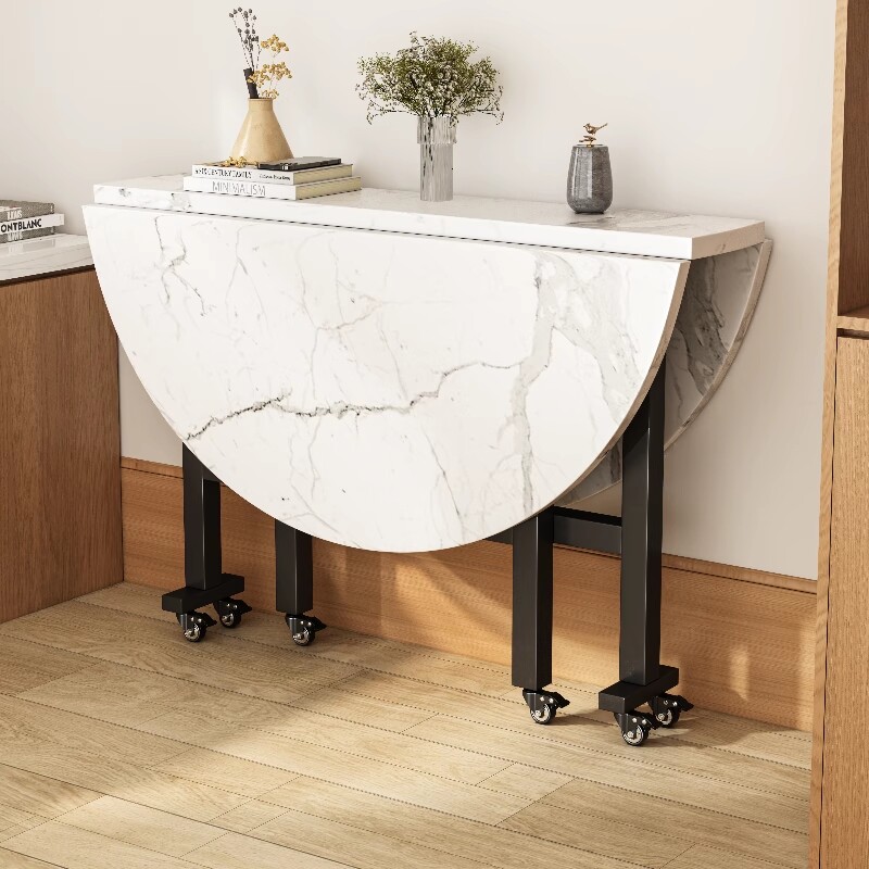 家用圆桌折叠餐桌可折叠移动饭桌简易折叠桌客厅小户型圆吃大圆桌