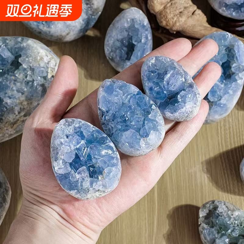 天然水晶矿石蓝晶石簇 矿物标本把玩矿标鱼缸花盆观景石水晶摆件