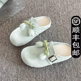 配裙子包头半拖女鞋外穿2025新款夏季一脚蹬凉拖单鞋勃肯鞋子平底