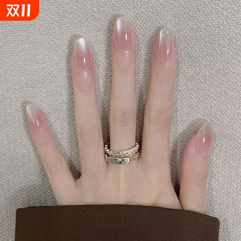 手工猫眼穿戴甲美甲贴片2025高级感显白追光甲片中长款蝴蝶椭圆