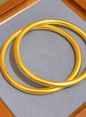 无缝焊接精工莲花手镯古法实心素圈精品传承高级女戒指圈口亮面