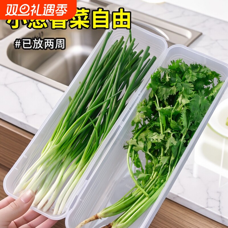 保鲜盒食品级大葱香菜芫荽整根姜蒜挂面条鸡蛋收纳整理盒冰箱专用