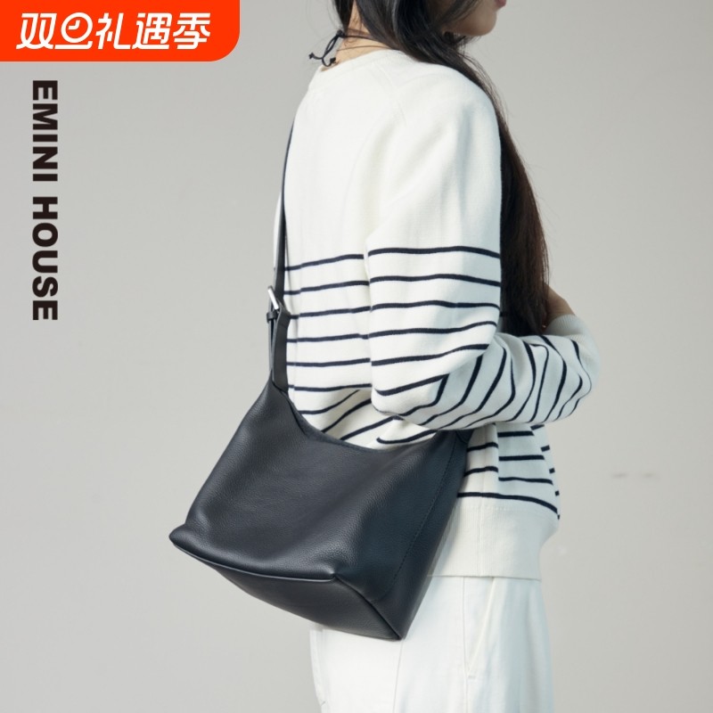 伊米妮2025新款真皮头层牛皮hobo包高级感单肩斜挎包大容量包