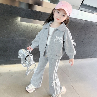 女童加绒套装2025秋冬新款儿童洋气时髦宝宝休闲运动卫衣两件套潮