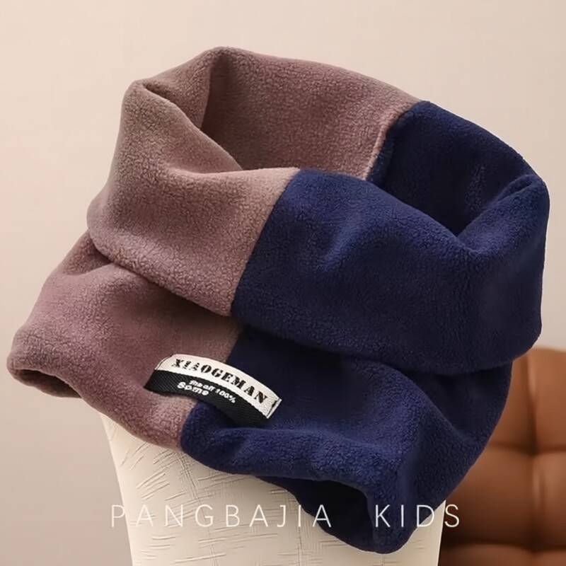 新款秋冬季新款拼色保暖围脖女百搭男女同款遮脸面罩脖套防风围巾