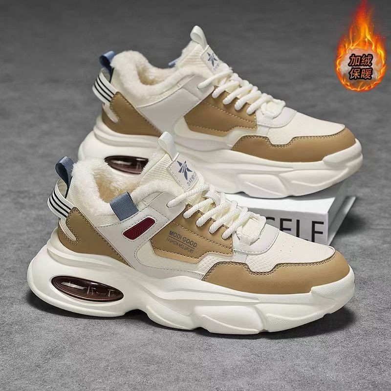 男鞋2025冬季新款百搭高帮运动鞋青少年休闲跑步增高老爹潮鞋加绒