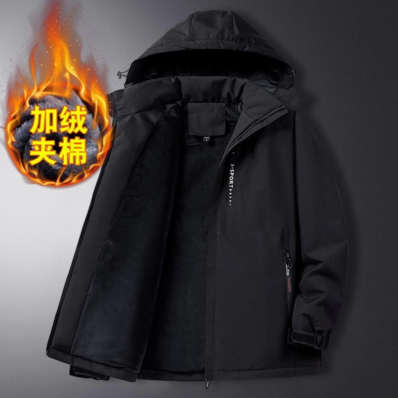 冲锋衣棉袄棉服男款加绒加厚保暖工作服外套棉衣冬季夹棉新型防风