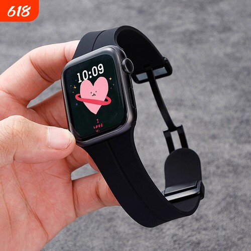适用iwatch9表带S10苹果手表applewatch9新款磁吸硅胶S8夏天S7新款S6代运动透气SE高级ultra2男女iphonewatch