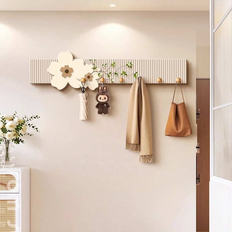 入户玄关门口挂钩收纳神器钥匙衣服包衣帽架2026新款奶油风置物架
