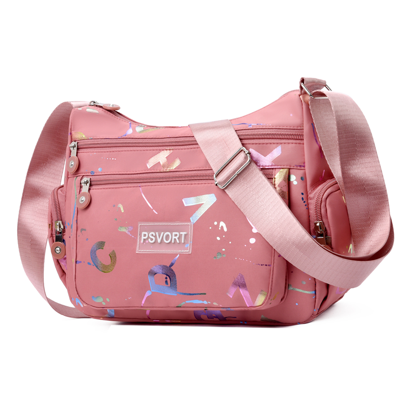 中年帆布斜挎手机包休闲单肩包多层包包女大容量牛津布妈妈包挎包