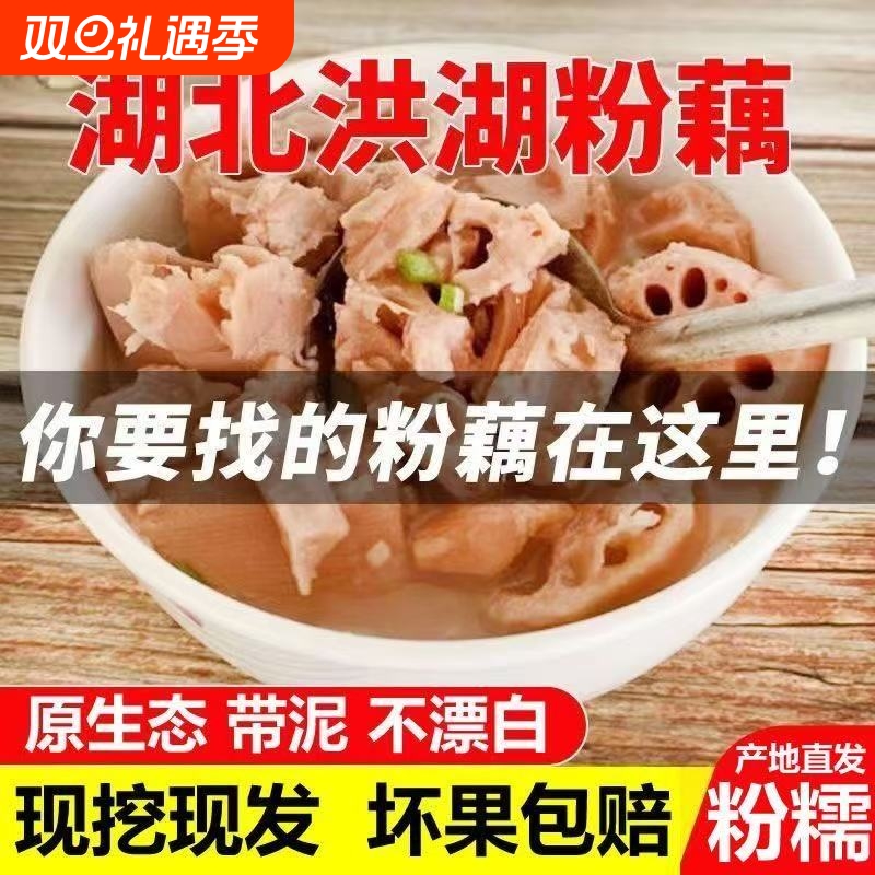 正宗洪湖粉藕莲藕新鲜煲汤藕湖北湖藕面藕红藕糯米藕九孔藕现挖