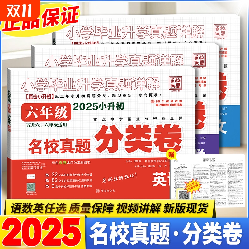 2025名校真题分类卷百校联盟小学毕业升学考试真题详解语文数学英语小升初真题卷四五六年级重点中学招生分班真题必刷题