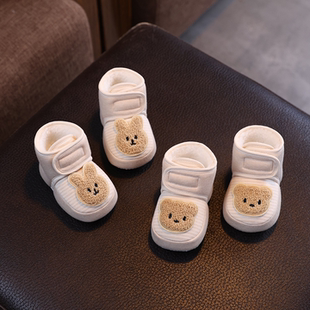 12个月男女宝宝保暖加绒步前鞋 0到1岁新生儿软底婴儿鞋 2025冬款
